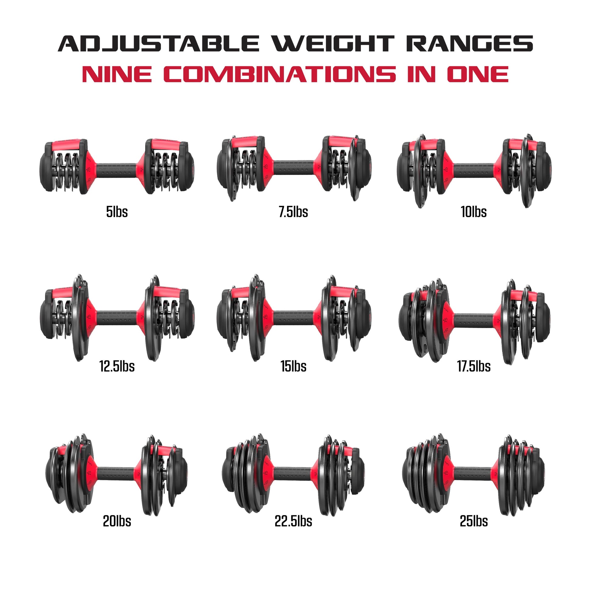 Adjustable Dumbbells 2-Pack, 25Lb Smartbell Dumbbell Set with 9-In-1 Quick-Select Weights, 2.5Lb Increments for Home Gym